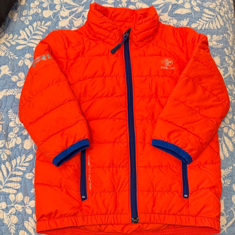 RLX Ralph Lauren Kids Sport Down Orange Puffer Jacket Size 24M